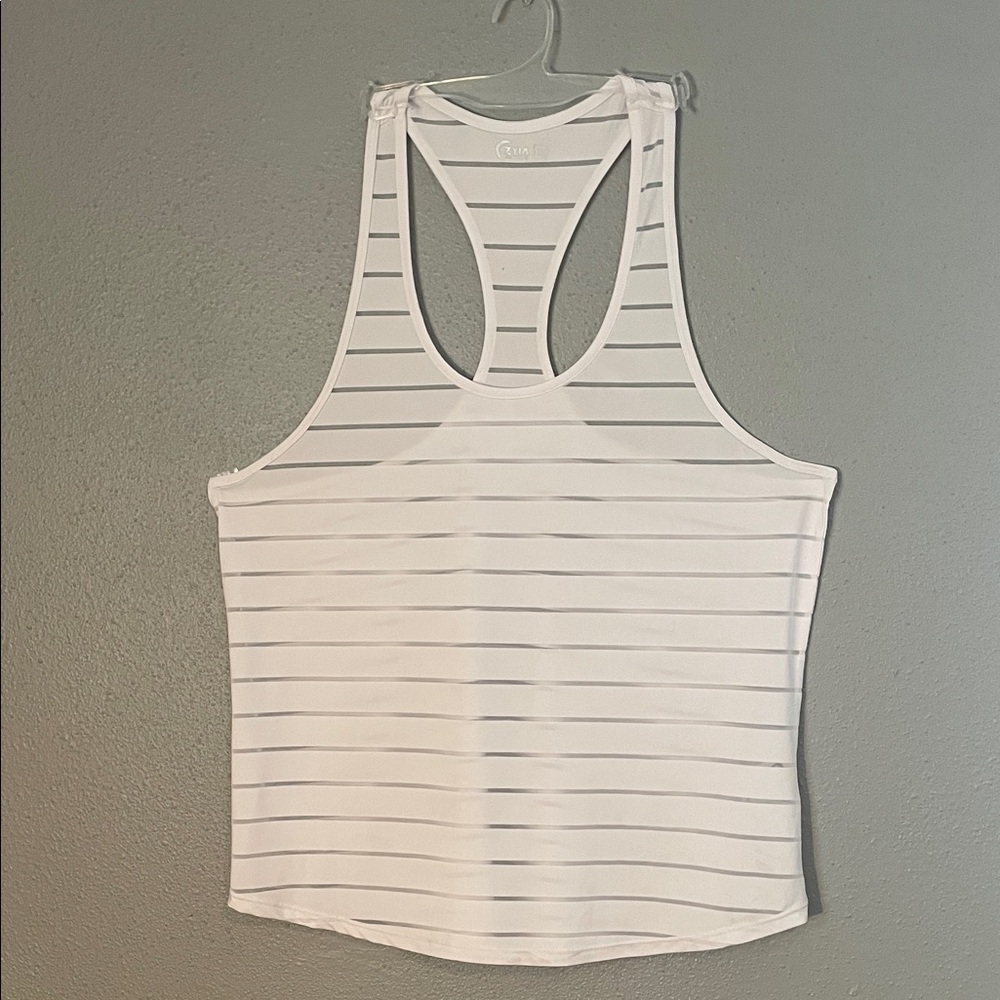 Zyia White Striped Women's Tank Top